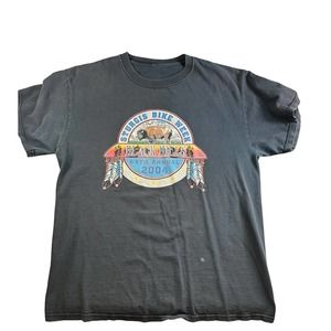 2004 Sturgis Black Hills Bike Week Tee Buffalo Sz. Large Thrashed Feathers